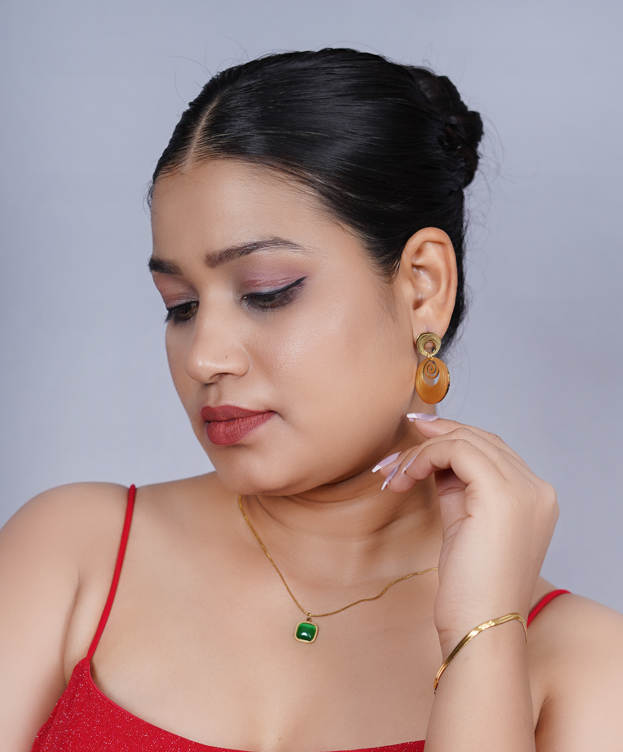 Spiral Anti-Tarnish Round Stud Earrings